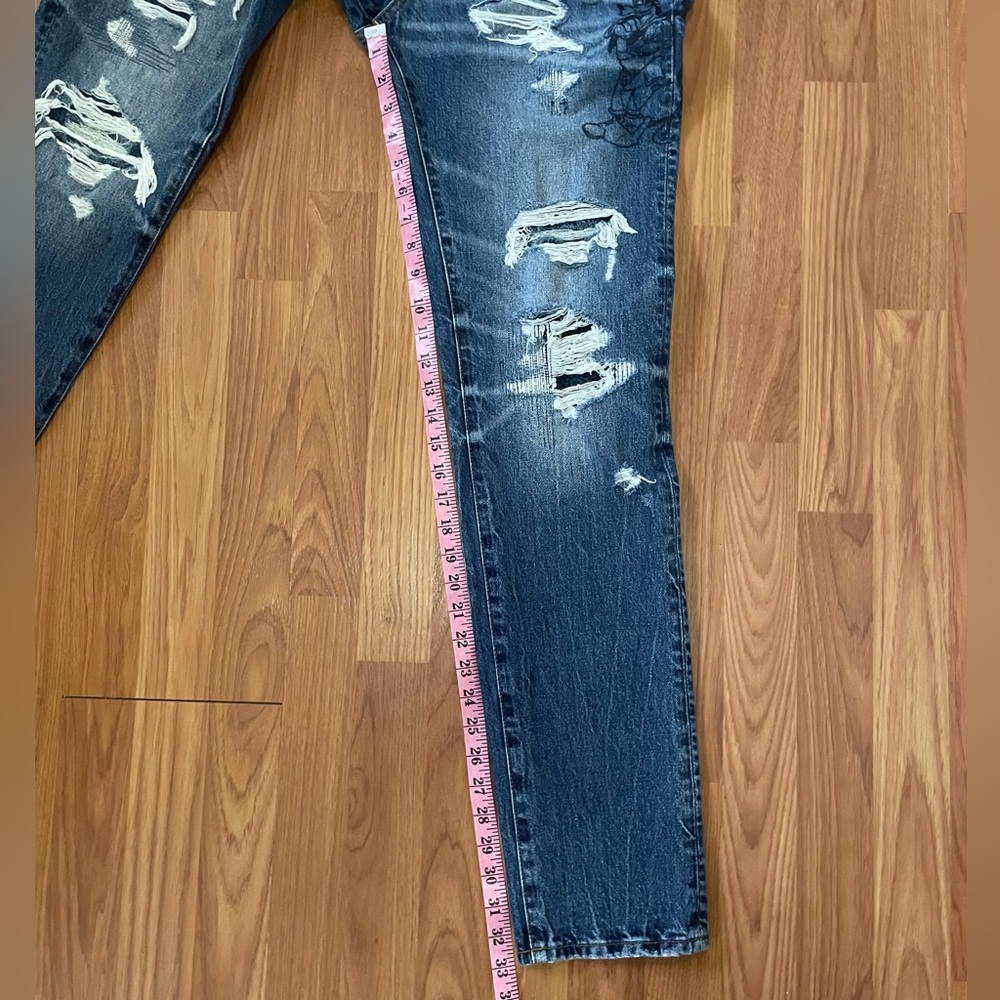 AE DISNEY MICKEY MOUSE Distress Slim Jeans DONALD DUCK GOOFY PLUTO Unisex 32X34 - Picture 16 of 16
